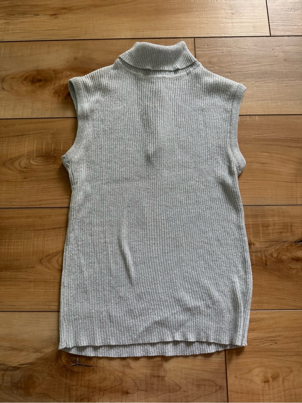 Ribbed Sleeveless Mock Neck Tank Top - silver